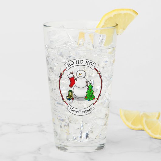 Merry Christmas 2 Tree Stocking Snowman タンブラーグラス (アイス裏面)