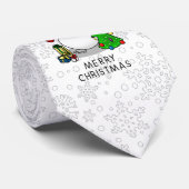 Merry Christmas 2 Tree Stocking Snowman ネクタイ (ロール)