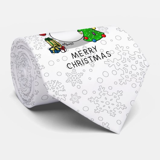 Merry Christmas 2 Tree Stocking Snowman ネクタイ (ロール)