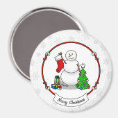 Merry Christmas 2 Tree Stocking Snowman マグネット (正面/裏面)