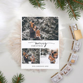 Merry Christmas 3写真コラージュのスクリプモダント シーズンカード