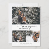 Merry Christmas 3写真コラージュのスクリプモダント シーズンカード (正面)