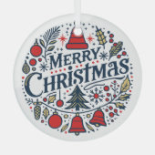 Merry Christmas 3 ガラスオーナメント (正面)