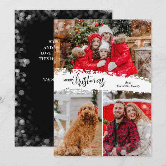 Merry Christmas 3 Photo Collage シーズンカード (正面/裏面)