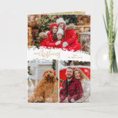 Merry Christmas 3 Photo Collage Folded シーズンカード (正面)