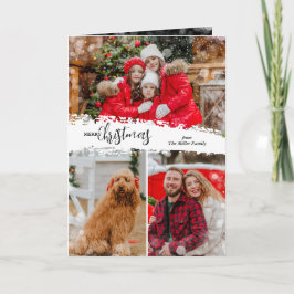 Merry Christmas 3 Photo Collage Folded シーズンカード
