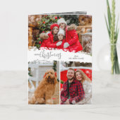 Merry Christmas 3 Photo Collage Folded シーズンカード (正面)