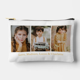 Merry Christmas 3 Photo Collage Gold アクセサリーポーチ