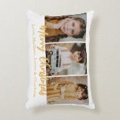 Merry Christmas 3 Photo Collage Gold アクセントクッション (正面(垂直))