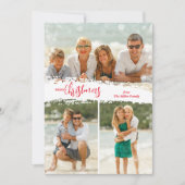 Merry Christmas 3 Photo Collage Holiday Card シーズンカード (正面)