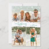 Merry Christmas 3 Photo Collage Holiday Card シーズンカード (正面)