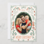 Merry Christmas 3 Photo Coquette Botanical Floral シーズンカード (正面)