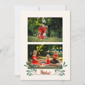 Merry Christmas 3 Photo Coquette Botanical Floral シーズンカード (裏面)