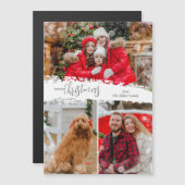 Merry Christmas 3 Photo Magnetic Holiday Card (正面/裏面)