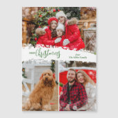 Merry Christmas 3 Photo Magnetic Holiday Card (正面)