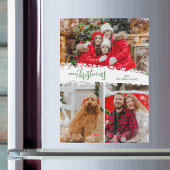 Merry Christmas 3 Photo Magnetic Holiday Card