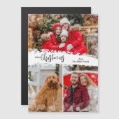 Merry Christmas 3 Photo Magnetic Holiday Card (正面/裏面)