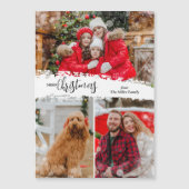 Merry Christmas 3 Photo Magnetic Holiday Card (正面)