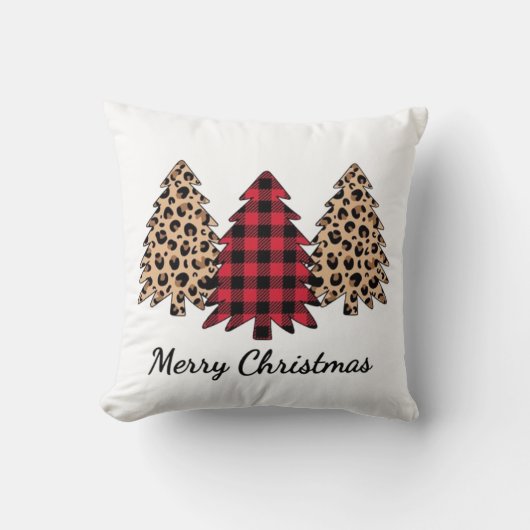 Merry Christmas 3 tree prints, Pillow Print. クッション (正面)
