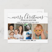 Merry Christmas 4 Photo Collage Holiday Moving 案内ポストカード (正面/裏面)