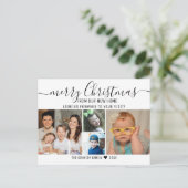 Merry Christmas 4 Photo Collage Holiday Moving 案内ポストカード (スタンド正面)