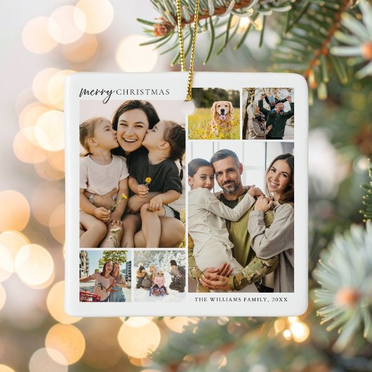 Merry Christmas 6 Photo Collage セラミックオーナメント