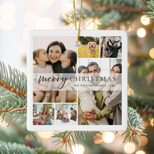 Merry Christmas 6 Photo Collage セラミックオーナメント