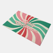 Merry Christmas 70s Peppermint Colors Sunburst ドアマット (アングル)