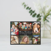 Merry Christmas 7 Photo Collage Black シーズンポストカード (スタンド正面)