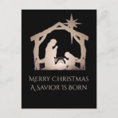Merry Christmas A Savior Is Born Nativity シーズンポストカード (正面)