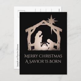 Merry Christmas A Savior Is Born Nativity Message  シーズンポストカード