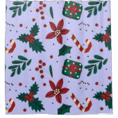 Merry Christmas Abstract Pattern シャワーカーテン (正面)