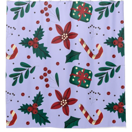 Merry Christmas Abstract Pattern シャワーカーテン (正面)