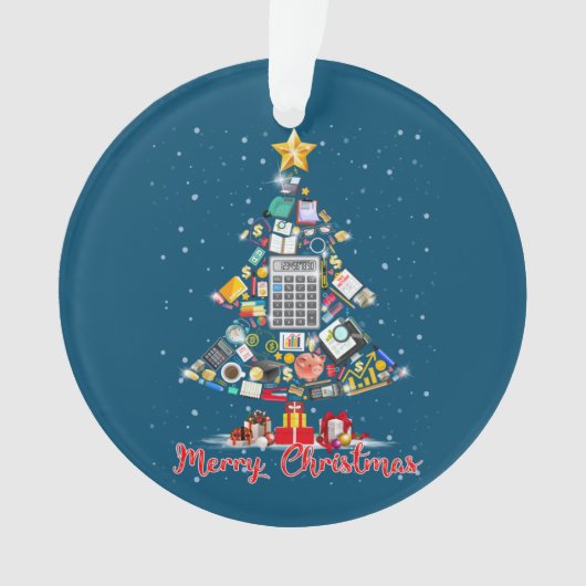 Merry Christmas Accountant Santa Xmas Tree CPA Acc オーナメント (正面)