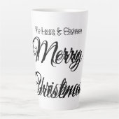 Merry Christmas add name text custom family gift カフェラテマグ (正面)