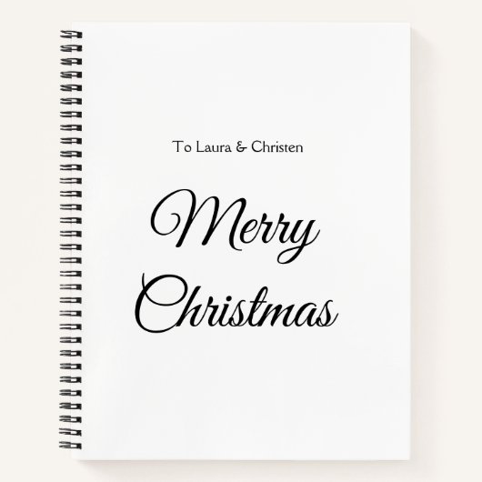 Merry Christmas add name text custom family gift ノートブック (正面)