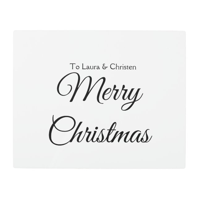 Merry Christmas add name text custom family gift メタルプリント (正面)