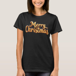 Merry Christmas als Goldener Schriftzug  Tシャツ