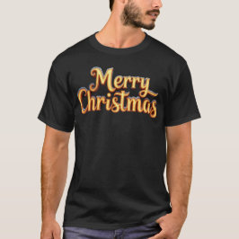 Merry Christmas als Goldener Schriftzug Tシャツ
