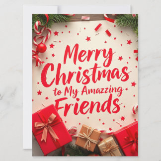 Merry Christmas Amazing Friends Festive Typography シーズンカード