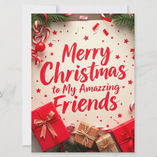 Merry Christmas Amazing Friends Festive Typography シーズンカード (正面)