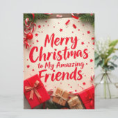 Merry Christmas Amazing Friends Festive Typography シーズンカード (スタンド正面)