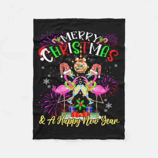 Merry Christmas & A Happy New Year Fireworks F フリースブランケット (正面)