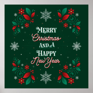 Merry Christmas and a Happy New Yearポスター24x24 ポスター