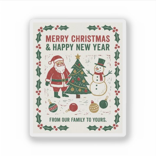 Merry Christmas and a Happy New Year シール (正面)