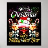 Merry Christmas And A Happy New Year Firework Wine ポスター (正面)