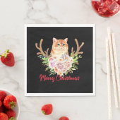 Merry Christmas and Cat スタンダードランチョンナプキン (インサイチュ)