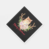 Merry Christmas and Cat スタンダードランチョンナプキン (角)