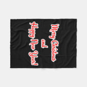 Merry Christmas And Happy New Year フリースブランケット (正面(横))