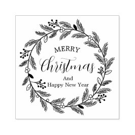 Merry Christmas And Happy New Year ラバースタンプ